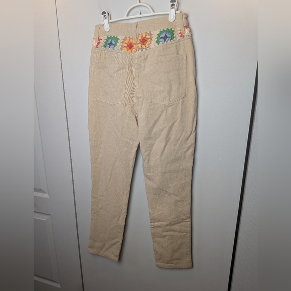 FREE PEOPLE Crochet Zuri Mom Jeans Boho Size 27 100% Cotton Crochet Floral - Picture 10 of 16